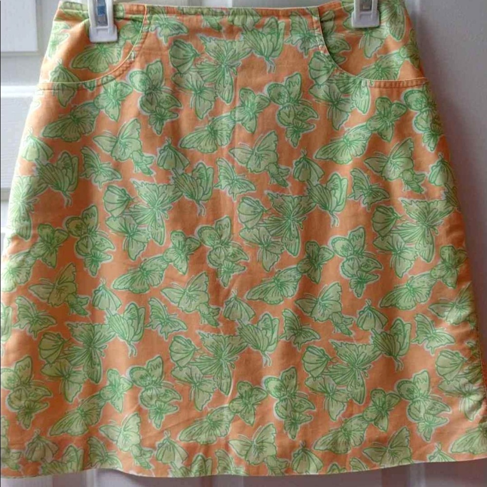 Green Orange Butterfly Lilly Pulitzer White Label Skirt